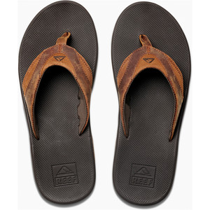 2019 Reef Mens Leather Fanning Sandals / Flip Flops Bronze RF002156